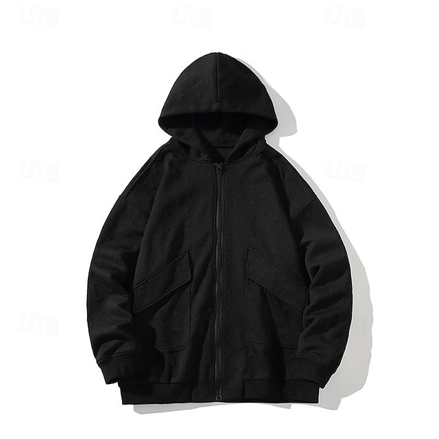 Full Zip Hoodie with Patchwork Design – Black, Green, and Gray, Casual Sportswear for Spring & Fall