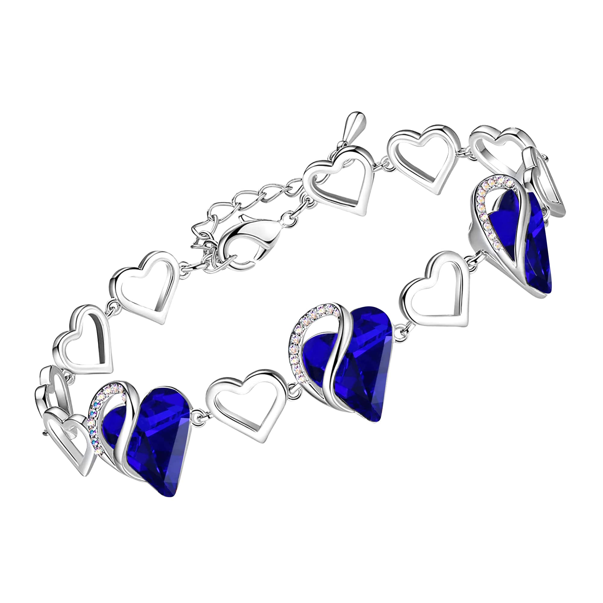 Women's Heart Birthstone Bracelet Ideal Gift for the Special Woman in Your Life
